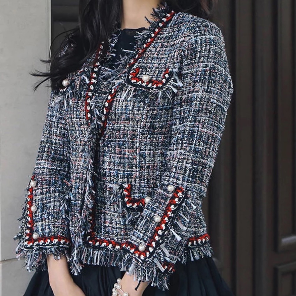 NWOT Chicwish blue tweed  jacket